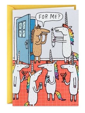 New Unicorn Horse Rainbow Magical Funny Hallmark Happy Birthday Card & Envelope